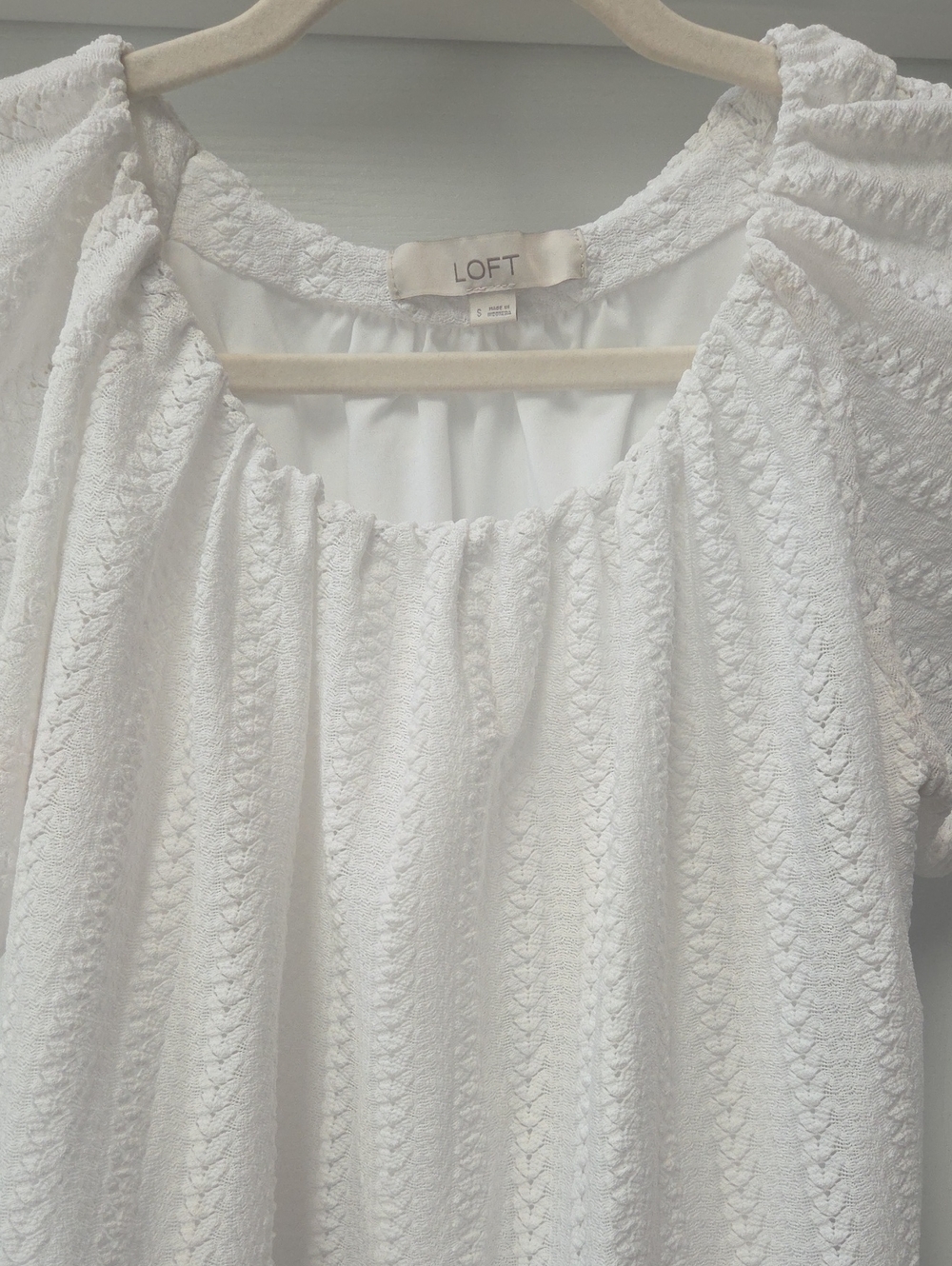 LOFT White Textured Peasant Blouse